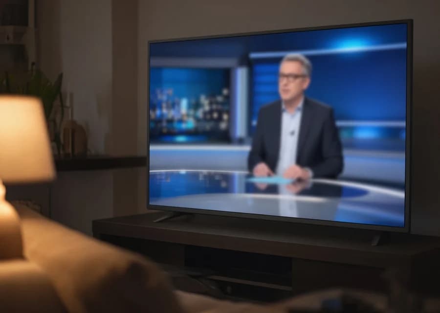 Abendliches Nachrichtenprogramm am Fernseher